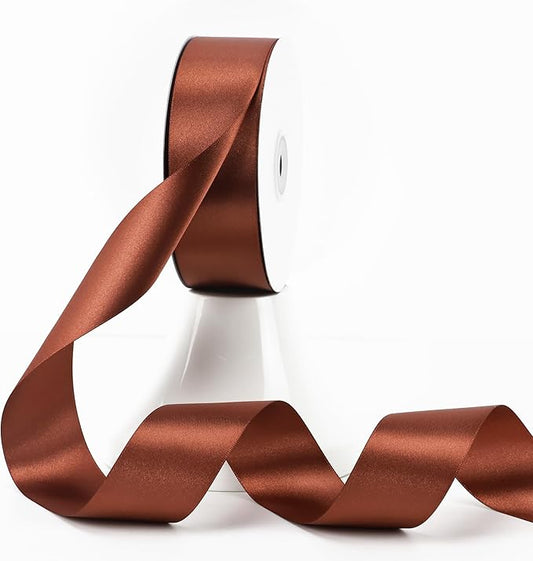 MEEDEE Rust Satin Ribbon 1-1/2 inch Rust Ribbon Double Faced Satin Ribbon by 50 Yards Rust Red Ribbon for Thanksgiving, Fall Decorating, Wreaths Bow, Crafts, Satin Weddings, Flower Bouquet