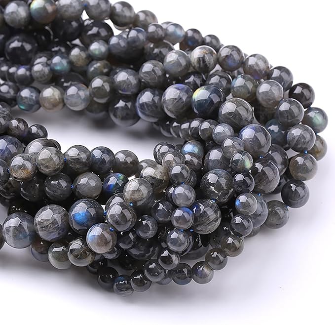 6MM 60PCS Natural Labradorite Gemstone Crystal Spacer Loose Beads for Jewelry Making DIY Bracelet 15 Inches 1 Strand A Grade