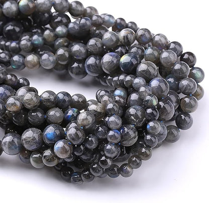 6MM 60PCS Natural Labradorite Gemstone Crystal Spacer Loose Beads for Jewelry Making DIY Bracelet 15 Inches 1 Strand A Grade