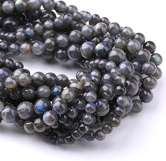 6MM 60PCS Natural Labradorite Gemstone Crystal Spacer Loose Beads for Jewelry Making DIY Bracelet 15 Inches 1 Strand A Grade