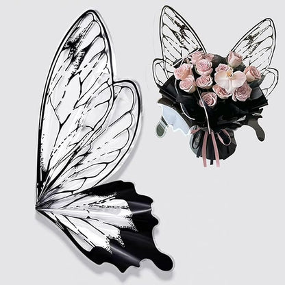 LLBWKC 20 Sets Butterfly Flower Wrapping Paper, Waterproof Butterfly Flower Bouquet Wrapping Paper, OPP Clear Floral Wraps for Florist Supplies, Gift Packaging, DIY Craft 20x22 in (Black Butterfly)