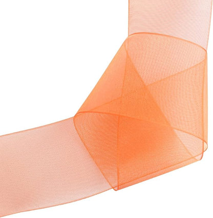 1-1/2 Inch Torrid Orange Shimmer Sheer Organza Ribbon Sheer Chiffon Ribbon 50 Yards-Roll Multiple Colors Available for Gift Wrapping Wedding Events Christmas Décor