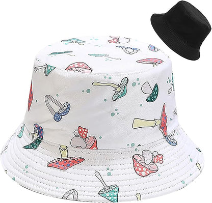 Malaxlx Unisex Bucket Hat Beach Sun Hat Aesthetic Fishing Hat for Men Women Teens, Reversible Double-Side-Wear