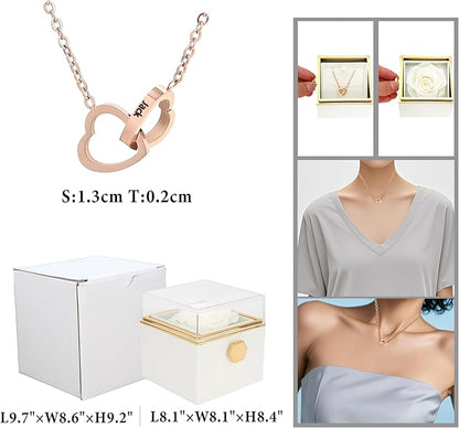 ‌TINGKU Eternal Real Rose Gift Box for Women, Preserved Rose with Customized Name Engraved Heart Necklace, Personalized Romantic Gift for Wife, Girlfriend, Mom, Mother's Day Love Keepsake