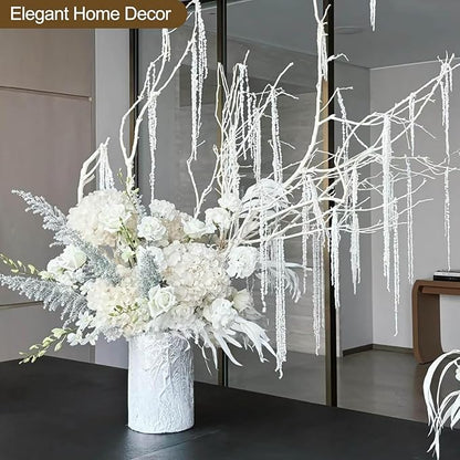 7 Pcs White Dried Preserved Amaranthus – 23" Long Hanging & Cascading Flowers for Wedding Bouquets, Centerpieces, Wall Decor & Home Decoration