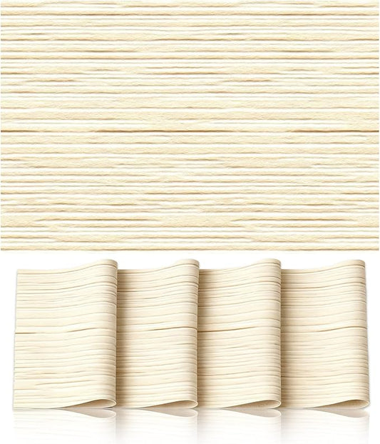 Farmhouse Style Natural Wood Linen Fabric Grain Placemats Set of 4, Table Mats for Dining, Heat-Resistant Tabletop Place Mats 12x18 Inch Backing For Picnic Kitchen for Indoor Decor, Light Beige