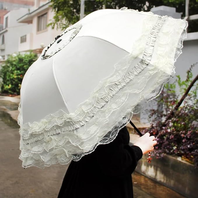 Vintage Lace Parasol Gothic Lolita Umbrella UV Sun Protection Witch Cosplay Photoshoot Props Party Decoration