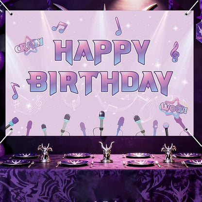 Happy Birthday Backdrop, 180x120cm/70.87x47.24in Music Theme Birthday Background Cartoon Magical Party Favors Toys Supplies Gifts for Video Shooting Classroom Decor Decorations Photo Studio