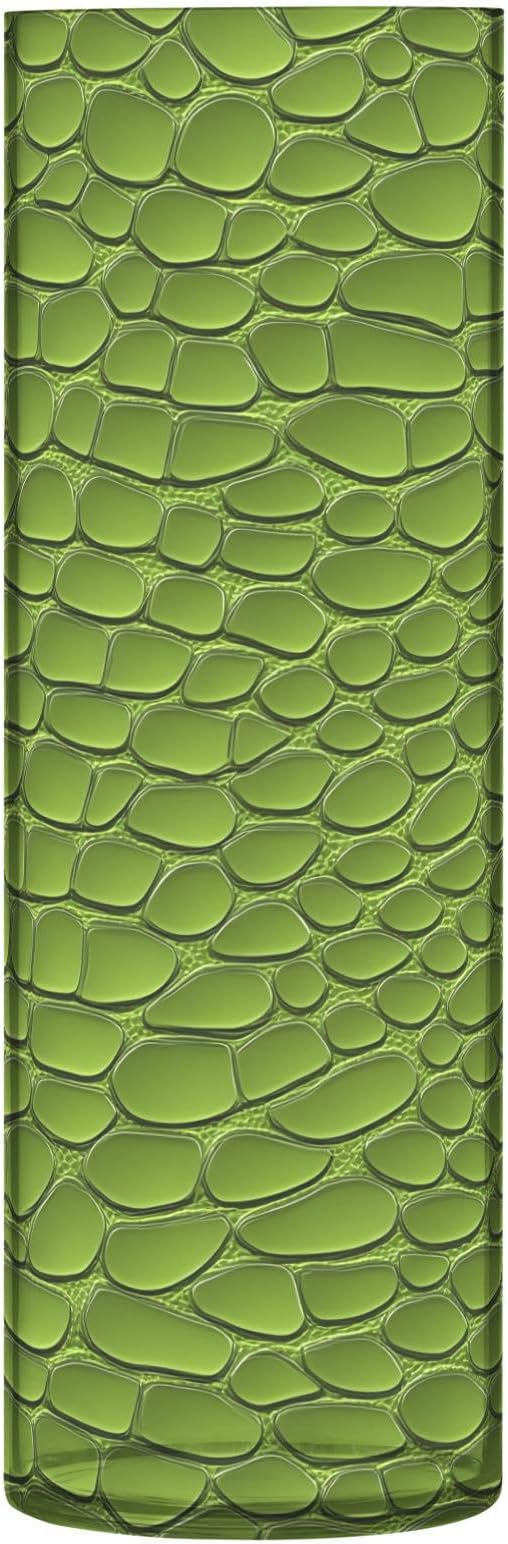 Flower Vase for Centerpieces, Green Crocodile Leather Texture Plastic Cylinder Vase, Clear Bud Vases for Home Wedding Office Table Decor