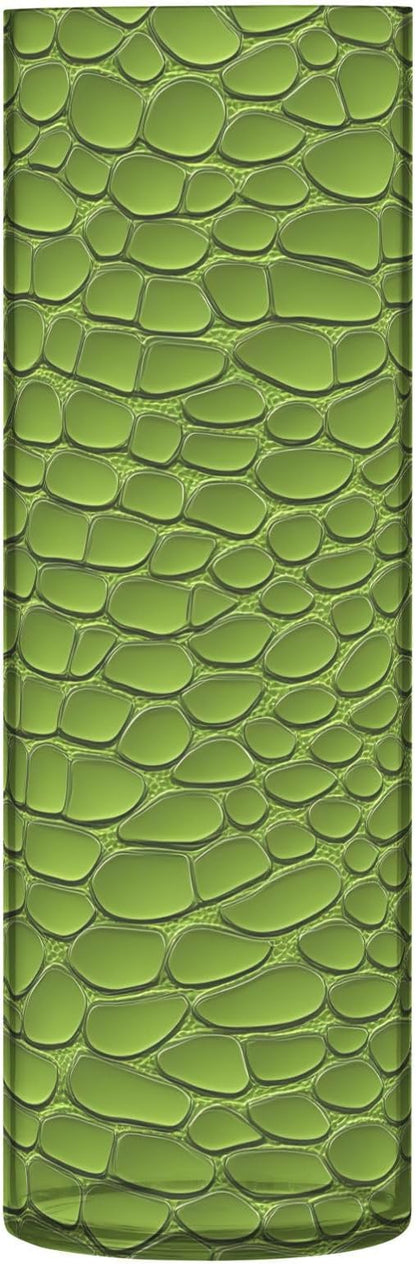 Flower Vase for Centerpieces, Green Crocodile Leather Texture Plastic Cylinder Vase, Clear Bud Vases for Home Wedding Office Table Decor