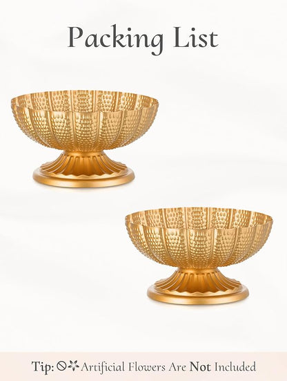 Gold Vase Centerpieces for Table: Gold Flower Vase for Wedding Centerpieces 2 Packs Mini Sized Flower Stand Arrangement Bulk for Party Event Engagement Celebration