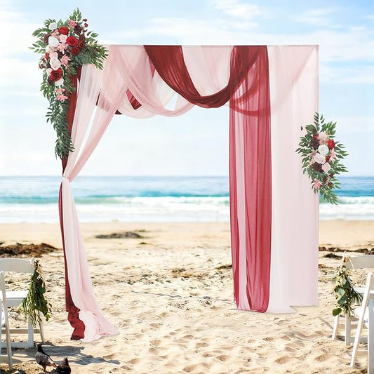 Artificial Wedding Arch Flowers Kit (Pack of 5),2pcs Artificial Hanging Flower Arch Decor,for Wedding Ceremony Arbor Reception Backdrop Rose Floral Party Outdoor Decoration Red