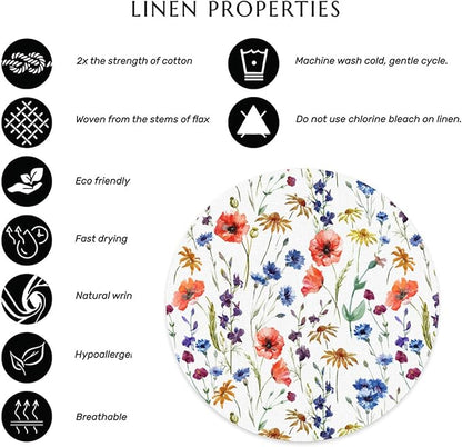 Flower Round Placemat Set of 4 Elegant Linen Table Mats for Dining, Heat Resistant, Stain Resistant Perfect for Dinner Parties, Restaurants, and Everyday Use