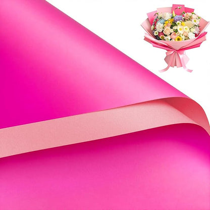 WRAPAHOLIC 20 Sheets Flower Wrapping Paper - 22.4 x 22.4 inch Hot Pink Color Water-Resistant Floral Bouquet Wrapping Paper, Florist Supplies Packaging for Wedding Birthday Gift DIY