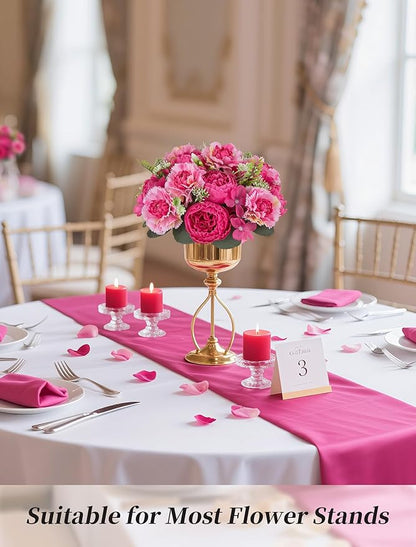 BLOSMON Peony Artificial Flowers Ball: 2pc 9.5 Inch Hot Pink Floral Arrangement for Centerpieces - Easy to Use Wedding Dinning Table Decoration - Fake Silk Peony Kissing Ball Home Party Decor