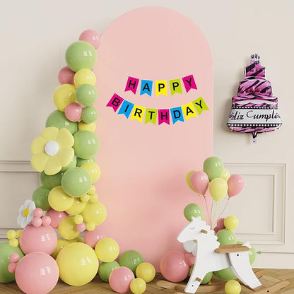Putros 6ft Metal Arch Stand with Cover Pale Pink Spandex Fitted Wedding Arch Cover and Round Top Chiara Backdrop Stand Set for Birthday Party Baby Shower Decoration