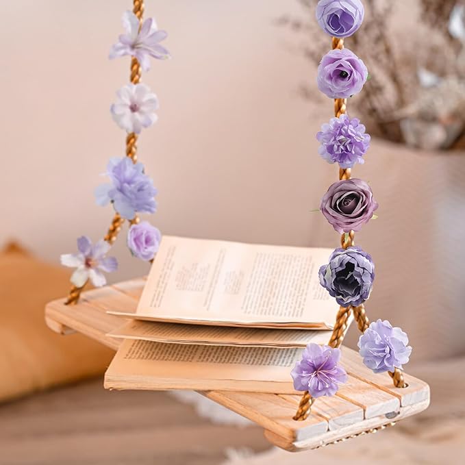 Fake Flower Heads for Crafts - Purple Silk Artificial Roses, Peonies, Daisies & Mini Floral Heads Bulk (48-Pack) for Wedding Decor, Graduation Cap, Cake Topper, Baby Shower, Home Decoration