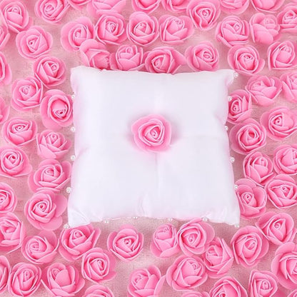 500pcs Mini Foam Rose Heads, Pink Artificial Flower Foam Fake Flower Bulk for DIY Crafts Wedding Bouquets Baby Shower Centerpieces Floral Arrangements Party Tables Home Decorations(Pink)