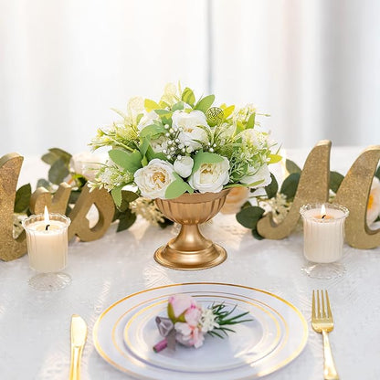 Sziqiqi Gold Metal Urn Vases for Flower - 2 Pcs Vintage Small Vase for Wedding Decorations Mini Flower Arrangements Table Vase Plant Pot for Weddings Party Centerpieces Decoration