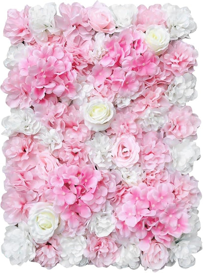 12 Pcs Artificial Flower Wall Panel 3D Silk Fabric Floral Backdrop Flower Wall Decor for Wedding Party Event Photo Stage (White Dahlia + Deep Champagne)
