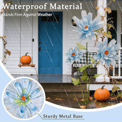 5.6 Ft Large Daisy Flowers for Decorations,Big Fake Daisy,Giant Artificial Flower with Stand,for Home Garden Hotel Office Decor,Photography Props,Wedding,Birthday,Art Gallery,Shop Window Display(Blue)