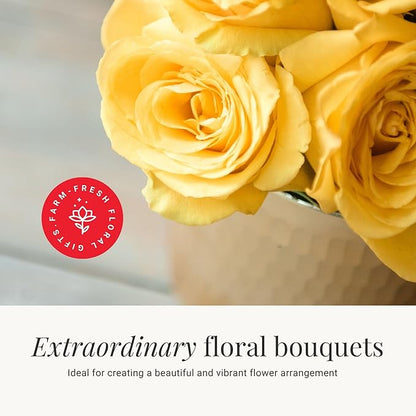 BloomsyBox - Yellow Roses,24 Long Stems, Long Lasting, Hand-Tied in Eco-friendly, Vase Not Included, Fresh Flowers for Delivery – Gift for Birthday, Anniversary, Get Well, Congratulations, Wedding