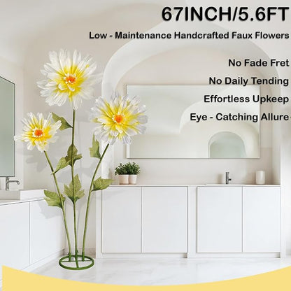 5.6 Ft Big Daisy Flowers for Decorations,Giant Artificial Faux Daisy,Large Paper Flower for Home Garden Hotel Office Decor,Photography Props,Wedding,Art Gallery,Shop Window Display(Yellow)
