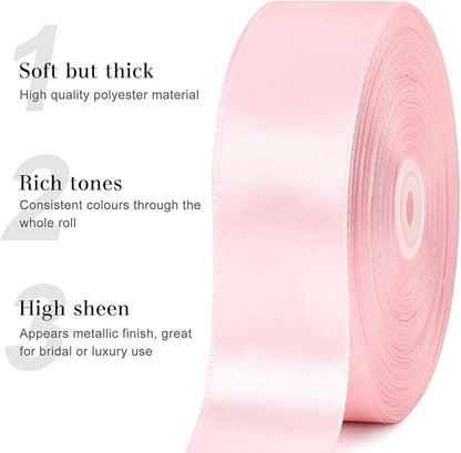 1-1/2 Inches 100 Yards Baby Pink Satin Ribbon, Ribbon Roll for Flower Bouquets, Gift Wrapping, Wedding, Handmade Crafts