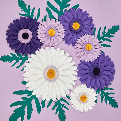 17PCS Purple Paper Flowers Decorations for Wall Artificial 3D Giant Daisy Paper Flowers Classroom Bulletin Board Floral Backdrop Hanging for Tea Party Wedding Baby Shower Purple Birthday Decorations