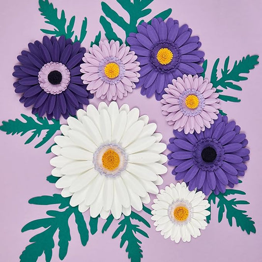 17PCS Purple Paper Flowers Decorations for Wall Artificial 3D Giant Daisy Paper Flowers Classroom Bulletin Board Floral Backdrop Hanging for Tea Party Wedding Baby Shower Purple Birthday Decorations