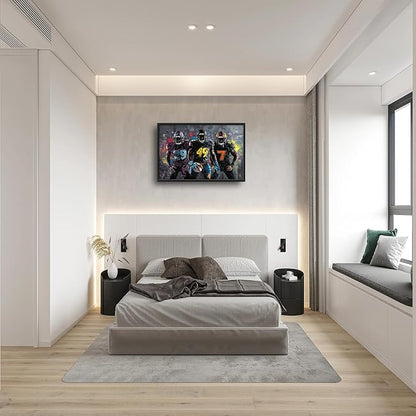 Large Football Wall Art for Living Room, Framed Oversized Graffiti Sport Wall Decor Cool Canvas Painting Pictures for Men Modern Artwork for Living Room Bathroom Bedroom Office Dining Room 36"x24"