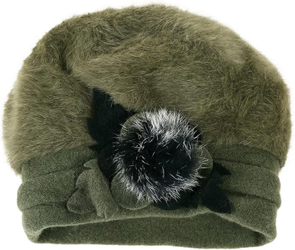 VECRY Women's 100% Wool Bucket Hat Felt Cloche Beret Dress Winter Beanie Hats