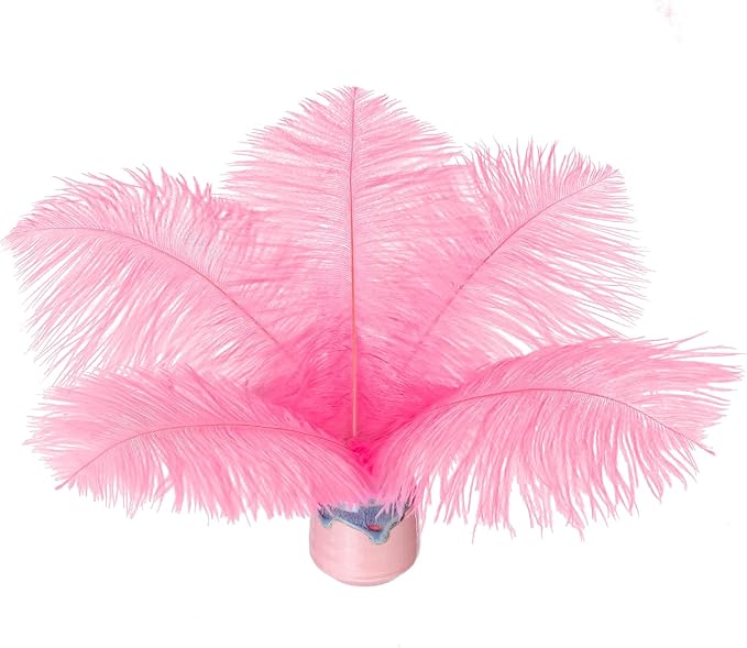 Piokio 20 pcs Pink Ostrich Feathers Plumes 8-10 inch(20-25 cm) Bulk for DIY Handmade Artwork and DIY Clothes, Feather Pens, Dream Catcher, Table Decoration.