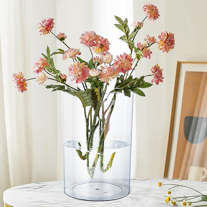 Acrylic Vase for Centerpieces, 7.9" x11.8" Clear Wide Mouth Flower Vase Cylinder Vases Round Plastic Vases for Home, Wedding Party, Decor, Flowers