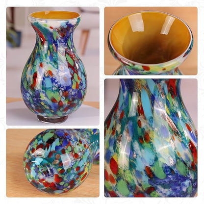 KAMMAK Colored Glass Vase, Beautiful Hand Blown Decorative Vase, Modern Art Vase for Flower Mantle Dining Table Centerpiece, Entryway Living Room Wedding Decoration, FH021