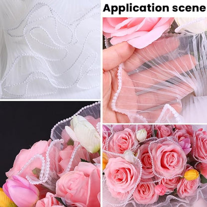 White Flower Wrapping Kit, 20 Sheet DIY Supplies, Bouquet Wrapping Paper, Mesh Paper, Wooden Sticks, Valentine's Day, Mother's Day, Graduation