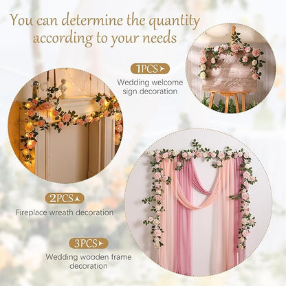 5FT Artificial Rose Flower Burgundy Fake Floral Garland for Wedding Ceremony Backdrop Arch Flowers Table Centerpieces Decorations