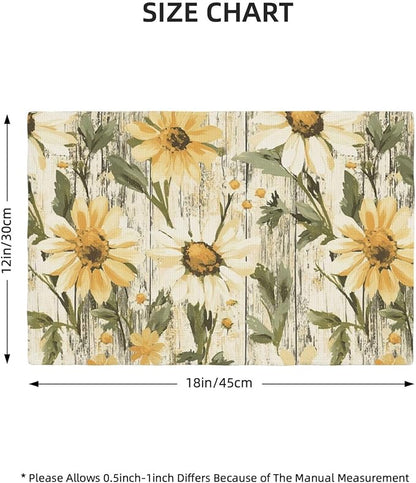 Placemats 4 pcs Daisy Double-Layer Imitation Linen Place Mats Non-Slip Heat-Resistant Tablemats for Home Restaurant Hotel 18×12 Inch