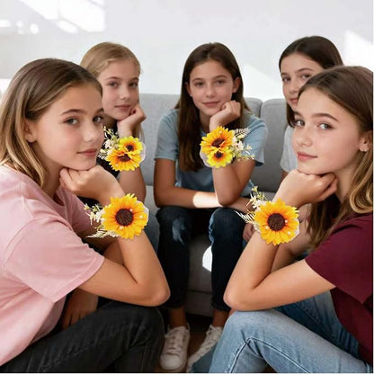Rose Wrist Corsage, Pack of 2 PCS Wedding Bridal Wrist Flower Corsage Hand Flower Artificial Silk Rose Decor for Prom Party Wedding (Yellow, 2pcs)