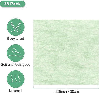 M METERXITY 38-Sheet Korean Cotton Wrapping Flower Paper, 11.8 Inch Waterproof Floral Wrapping Cotton Paper for Bouquets/Gift Packaging [Green]