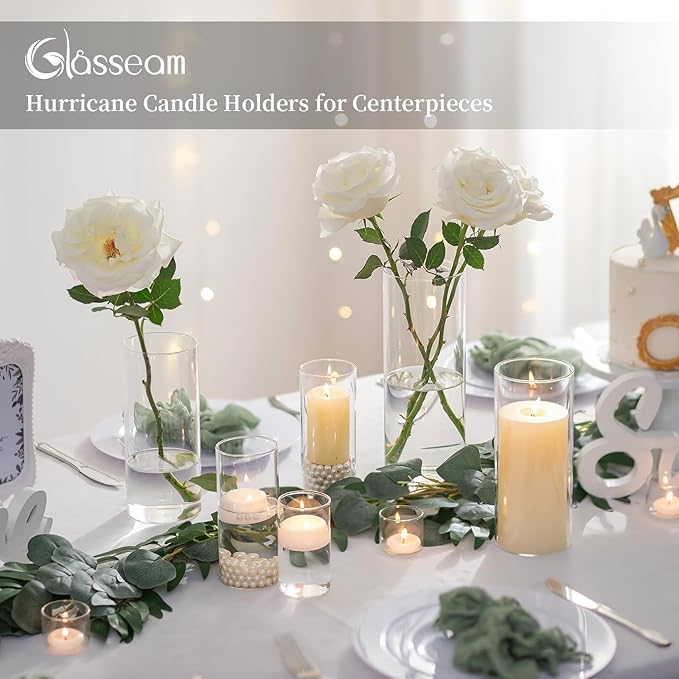 Cylinder Glass Vase Set of 30, Cylinder Vases for Centerpieces Bulk, Modern Clear Hurricane Candle Holders for Pillar Candles, Wedding Flower Vases for Floating Candle Table Decorations