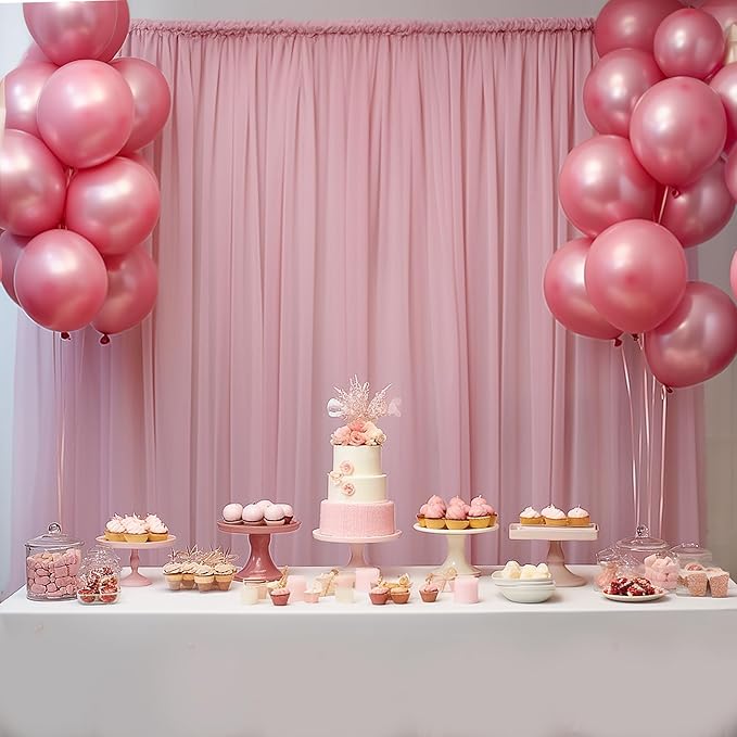 20ft X 10ft Dusty Rose Tulle Backdrop Curtain for Parites, Sheer Backdrop Curtains Fabric Drapes for Wedding Ceremony Arch Party Stage Decorations