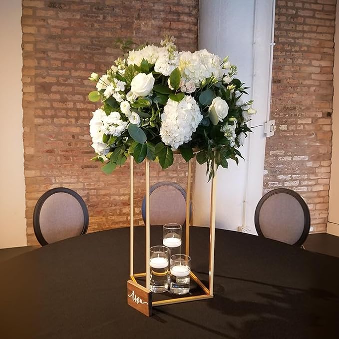 5pcs Gold Flower Stand Centerpieces,23.6inch Wedding Centerpieces Vase for Tables with Acrylic Plates,Rectangular Flower Display Rack for Table Decorations Event Home Party