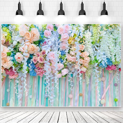 6x4ft Green Leaf Floral Wall Backdrop Flower Photo Background for Birthday Wedding Reception Miss to Mrs Bridal Shower Live Video Decorations