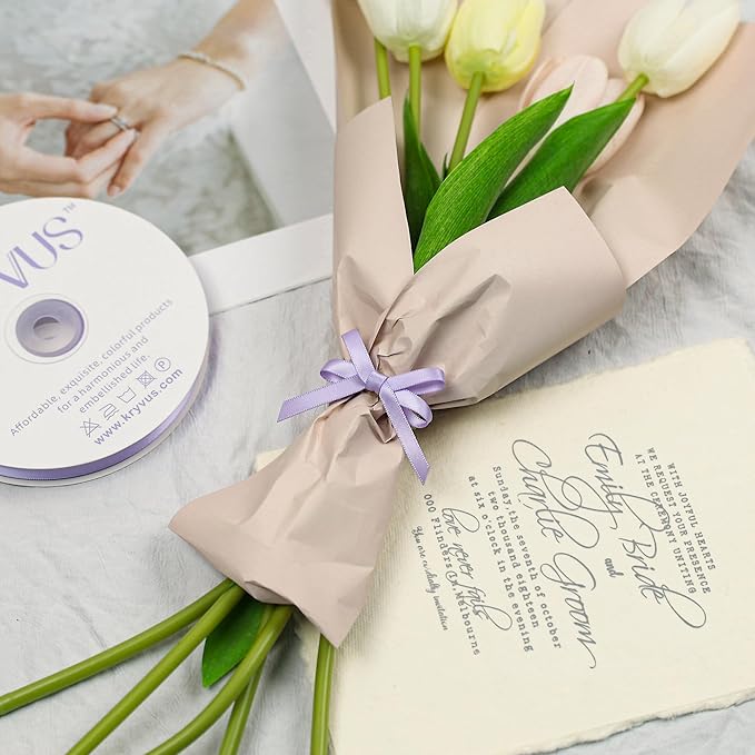 Lavender Satin Ribbon, Double Faced 1/4 Inch X 25 Yards Lavender Ribbon, Premium Satin Ribbons for Gift Wrapping, Crafts, Hair Bow Making, Sewing, Flower Bouquet, Wedding Party Decor