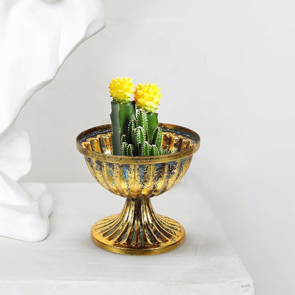 Metal Urn Planter Vintage Iron Flower Vase with Antique Finish for Wedding Centerpiece Home Decor Table Decoration
