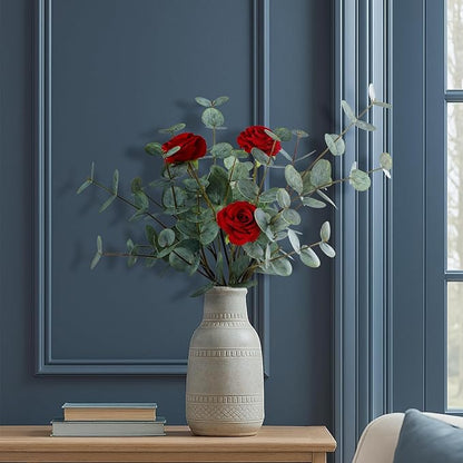 6pcs Real Touch Artificial Eucalyptus Stems Dual-Sided Lifelike Leaves Fake Eucalyptus Plants for Wedding Flower Arrangement Centerpiece Bouquet Home Office Decor(Gray Green)