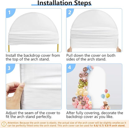 Hemmotop 6.6 ft White Arch Backdrop Cover (No Arch Stand), Spandex Arch Covers Stretchy Backdrop for Party, Wedding, Birthday, Baby Shower, Non-See Through, Reusable for Balloon Arches