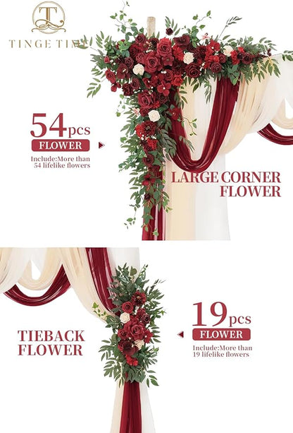 TINGE TIME Artificial Arch Flowers Kit Pack of 5, Wedding Decorations for Reception with Hanging Flowers, Wedding Arch Silk Floral Arrangements Ceremony Backdrop Bridal Shower Outdoor Party Decor