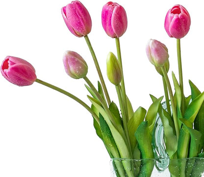 15pcs Artificial Tulips Flowers, Real Touch Latex Bouquet, Fake Tulips for Office Wedding Party Home Kitchen Garden Decoration-B Peachblow